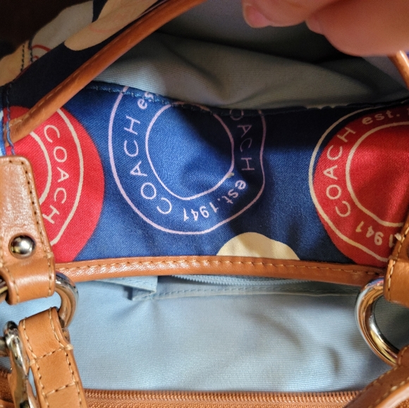 Blue Multi Color Dots Coach Purse - Picture 9 of 11